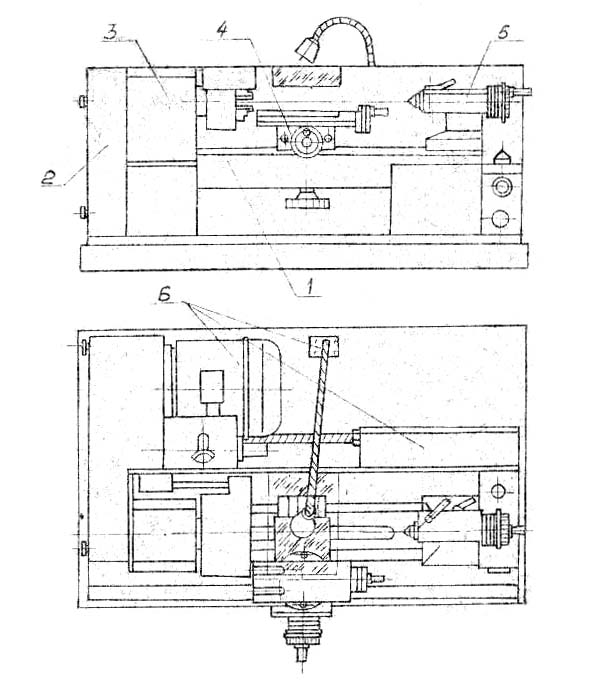 Розташування складових частинин токарного верстата 16В02А 16В02А Розташування складових частинин токарного верстата